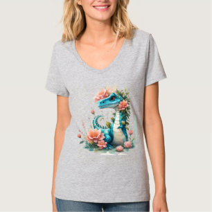 Schattigee Florale dinosaurus T-shirt