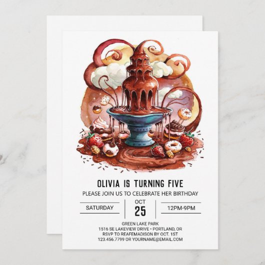 Schattigee Fontein Chocolade Verjaardag Kaart (Voorkant / Achterkant)