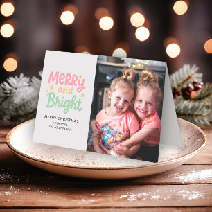 Schattigee foto kleurrijke moderne kerst feestdagen kaart
