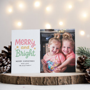 Schattigee foto kleurrijke moderne kerst feestdagenkaart