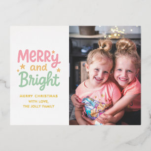 Schattigee foto kleurrijke moderne kerst folie feestdagen briefkaart