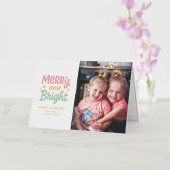 Schattigee foto kleurrijke moderne kerst folie feestdagenkaart (Orchidee)