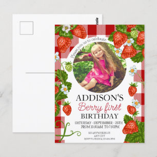 Schattigee foto Rood Blauw Berry Sweet 1e Verjaard Briefkaart