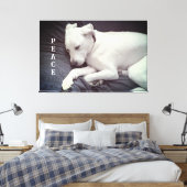 Schattigee foto van Peaceful White Puppy Dog Sleep Canvas Afdruk (Insitu (Slaapkamer))