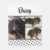 Schattigee Fotocollage Pet Dog Naam Fleece Deken (Voorkant)