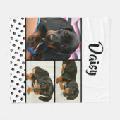 Schattigee Fotocollage Pet Dog Naam Fleece Deken (Voorkant (Horizontaal))