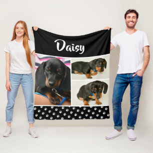 Schattigee Fotocollage Pet Dog Naam Fleece Deken