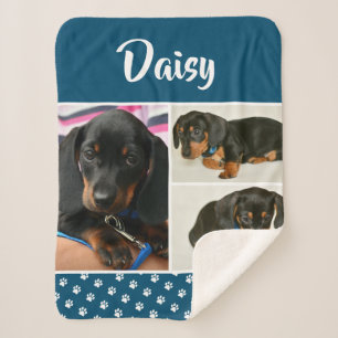 Schattigee Fotocollage Pet Dog Naam Sherpa Deken
