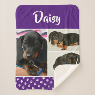 Schattigee Fotocollage Pet Dog Naam Sherpa Deken