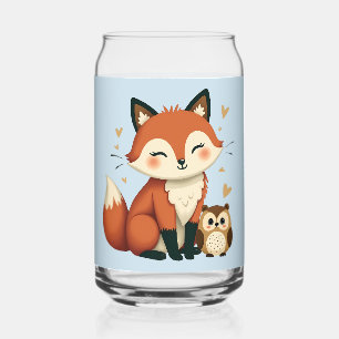 Schattigee Fox and Owl grillige Woodland illustrat Blikvorm Glas
