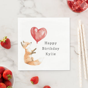 Schattigee Fox Animal Heart Balloon Verjaardag Servet