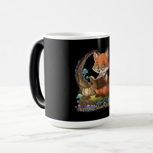 Schattigee Fox boekenwurm "Just One More Chapter"  Magische Mok (Voorkant links)