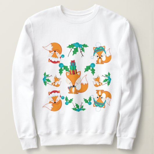 Schattigee Fox Christmas Theme Pattern Print Trui (Design voorkant)