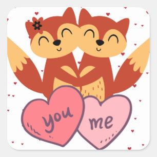 Schattigee Fox Couple Valentijnsdag Sticker