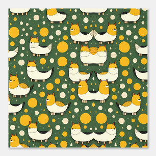 Schattigee Fox en Circle Pattern op Groen Behang