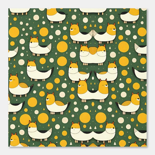 Schattigee Fox en Circle Pattern op Groen Behang (Voorkant)