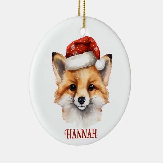 Schattigee Fox gepersonaliseerde kerstversiering Keramisch Ornament (Rechts)