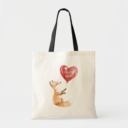 Schattigee Fox Heart Balloon Tote Bag (Voorkant)
