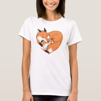 Schattigee Fox Mom Love Baby Heart T-shirt