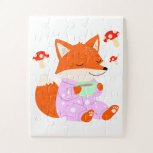 Schattigee Fox Pajama puzzel voor kinderen