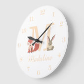Schattigee Fox Rabbit Woodland Animals Monogram Grote Klok (Hoek)