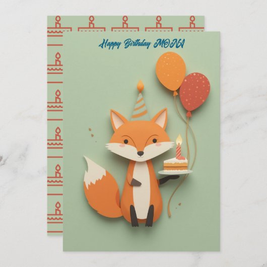 Schattigee Fox verjaardagsgroet (Voorkant / Achterkant)