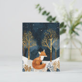 Schattigee Fox Winter Woodland Waterverf Kerst Briefkaart (Staand voorkant)