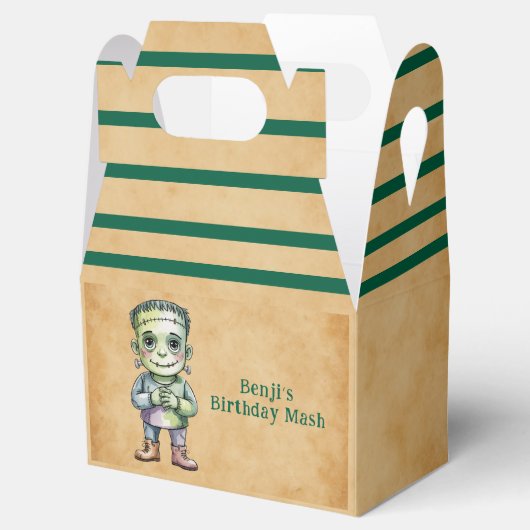 Schattigee Frankenstein Halloween Verjaardag Jonge Bedankdoosjes (Geopend)