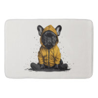 Schattigee Franse buldog met regenjas
