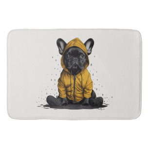 Schattigee Franse buldog met regenjas Badmat