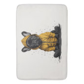 Schattigee Franse buldog met regenjas Badmat (Voorkant Verticaal)