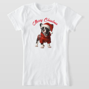 Schattigee Franse Bulldog en Santa Hat T-shirt