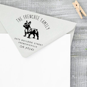 Schattigee Franse Bulldog Familienaam Retouradres Rubberstempel
