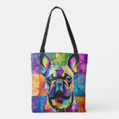 Schattigee Franse Bulldog "Frenchie" Kleurrijk Tas (Achterkant)