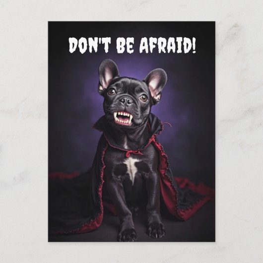 Schattigee Franse Bulldog Frenchie Vampire Hallowe Feestdagenkaart (Voorkant)
