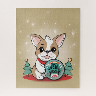 Schattigee Franse Bulldog Funny Happy New Year Legpuzzel