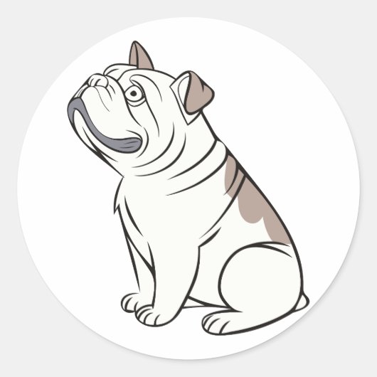 Schattigee Franse Bulldog Grappig Ronde Sticker (Voorkant)
