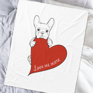 Schattigee Franse Bulldog met een rood hart Fleece Deken