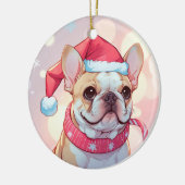Schattigee Franse Bulldog met pet en sjaal Keramisch Ornament (Links)