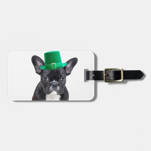 Schattigee Franse Bulldog met Pet St. Patrick's Da Bagagelabel (Voorkant horizontaal)