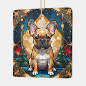 Schattigee Franse Bulldog Pastel Glas in lood Kers Keramisch Ornament (Links)