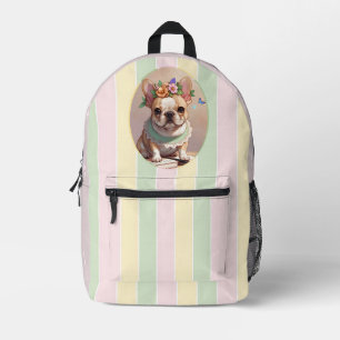 Schattigee Franse Bulldog Pastel Lines Cottagecore Bedrukte Rugzak