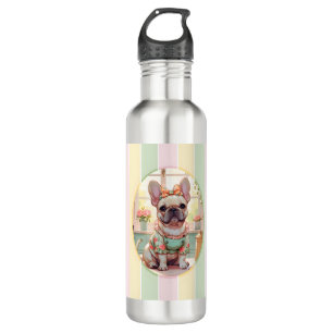 Schattigee Franse Bulldog Pastel Lines Cottagecore Waterfles