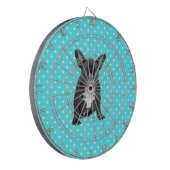 Schattigee Franse Bulldog Puppy Blauwe Polka Dots Dartbord (Voorkant Links)