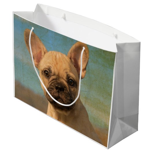 Schattigee Franse Bulldog Puppy - Funny Dog Head F Large Cadeautasje (Achterkant Gekanteld)