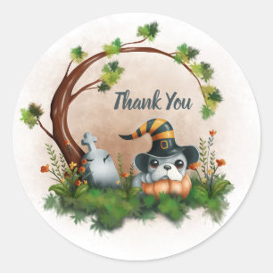 Schattigee Franse Bulldog Puppy Halloween Baby sho Ronde Sticker