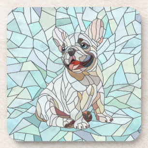Schattigee Franse Bulldog Puppy - pastelmozaïek Bier Onderzetter