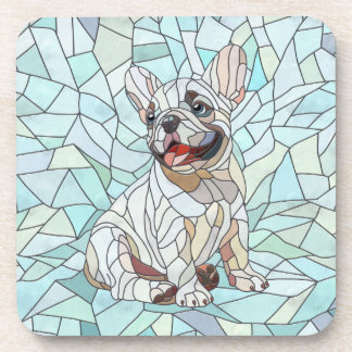 Schattigee Franse Bulldog Puppy - pastelmozaïek Bier Onderzetter