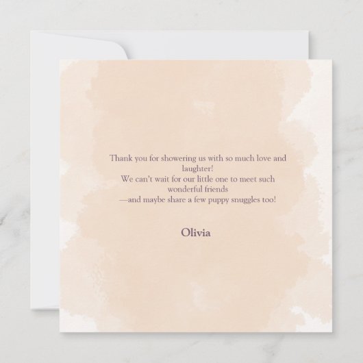 Schattigee Franse Bulldog Puppy Roze Hart Baby sho Bedankkaart (Achterkant)