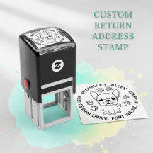 Schattigee Franse Bulldog Round Retour Adres Stamp